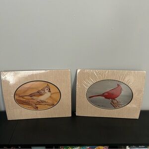 Vintage Bird Art Prints Set with Cardinal and Sparrow